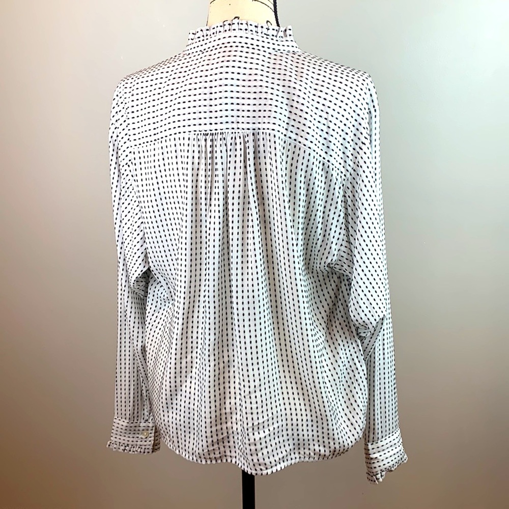 LOFT Striped Ruffle Trim Shirt NWT - Picture 6 of 9